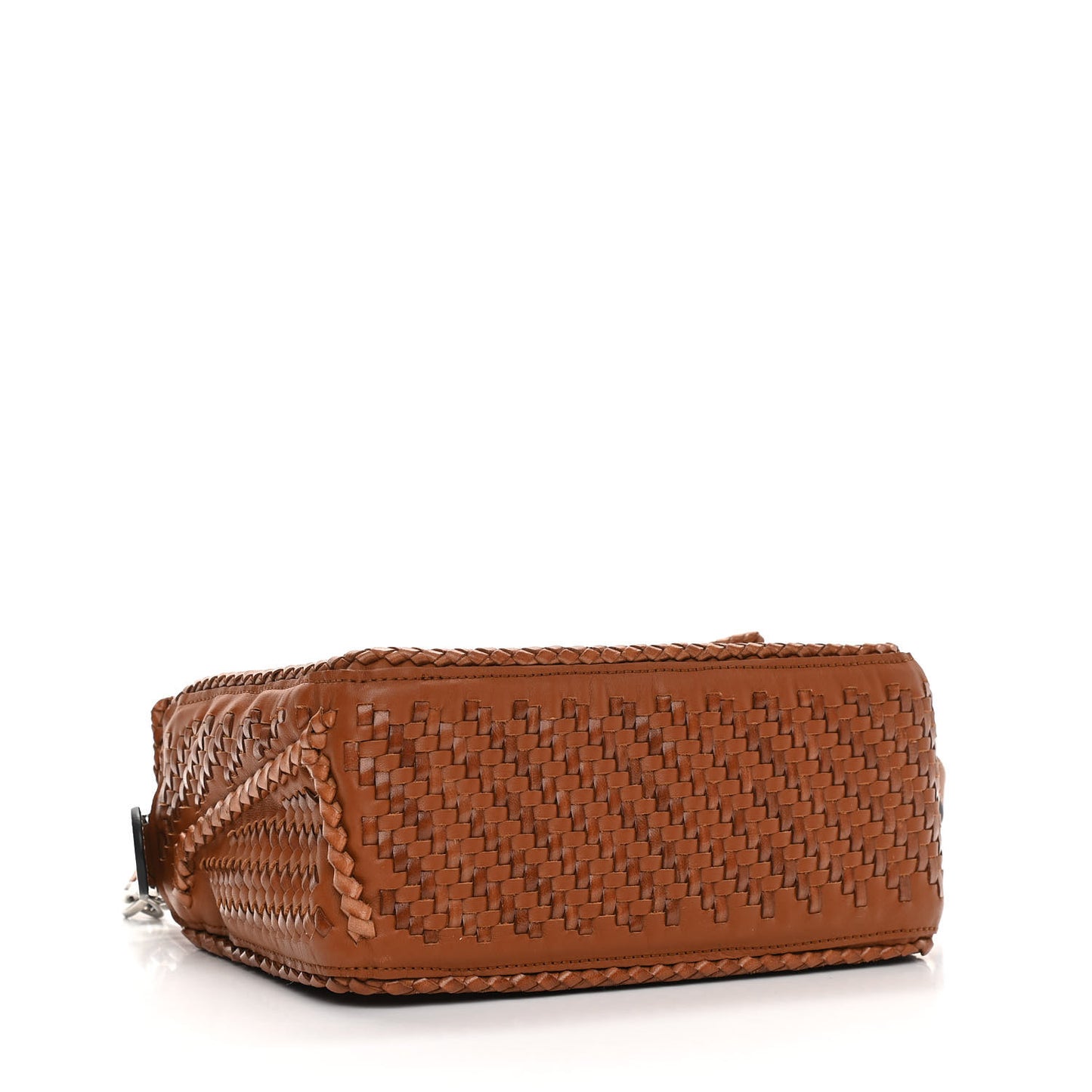 Calfskin Woven Small Puzzle Bag Tan