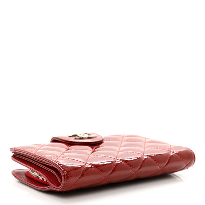 Chanel Patent Quilted Brilliant Zipped Pocket Wallet Dark Red 4 of 10