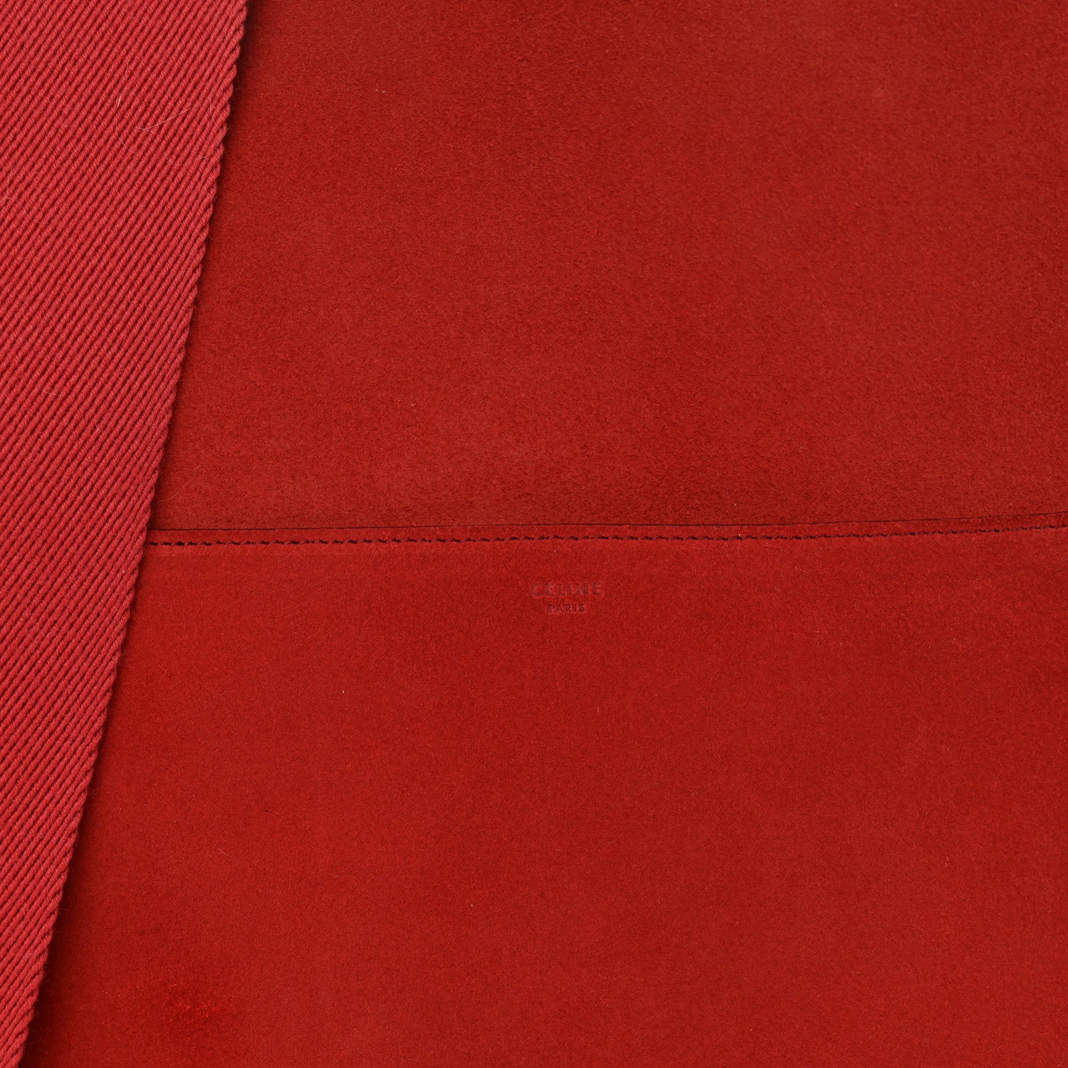 Celine Suede Calfskin Sangle Bucket Bag Red 8 of 11