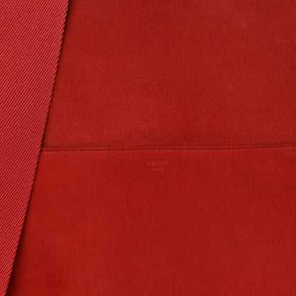 Celine Suede Calfskin Sangle Bucket Bag Red 8 of 11