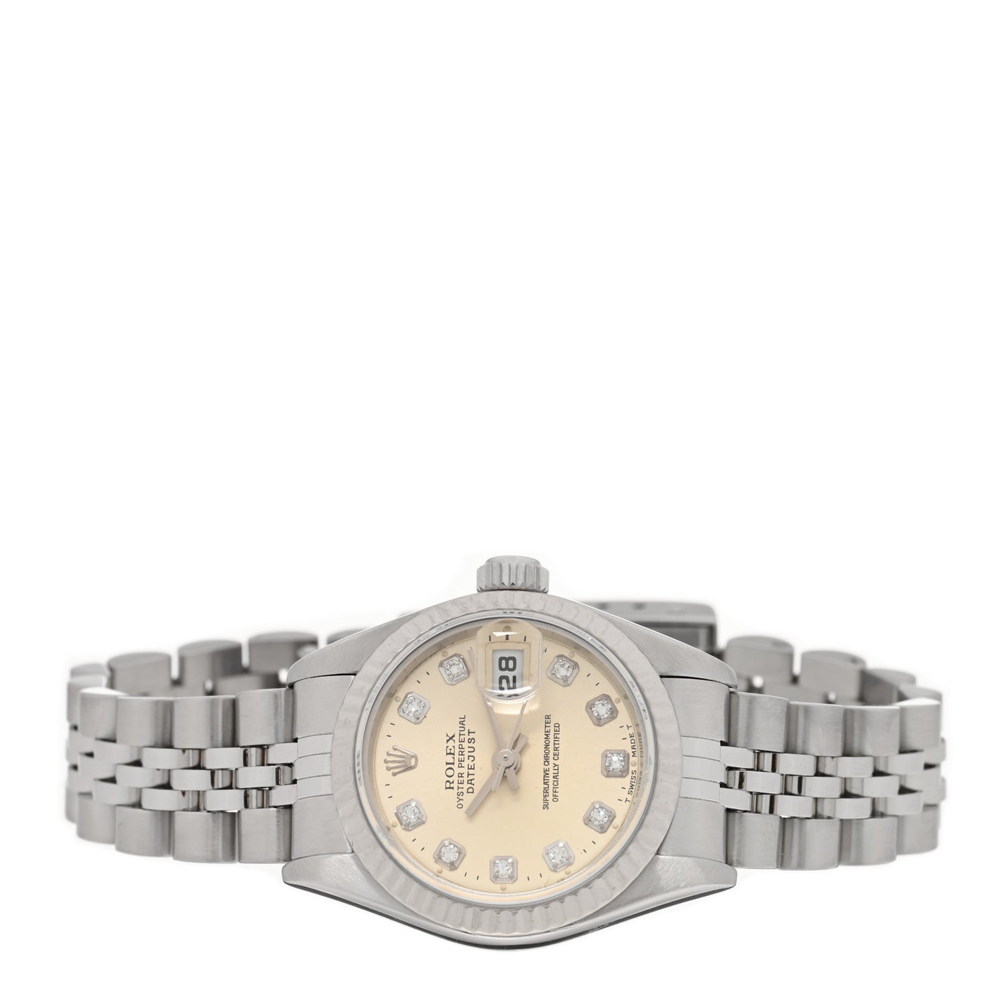 Stainless Steel 18K White Gold Diamond 26mm Oyster Perpetual Datejust Watch Silver 79174
