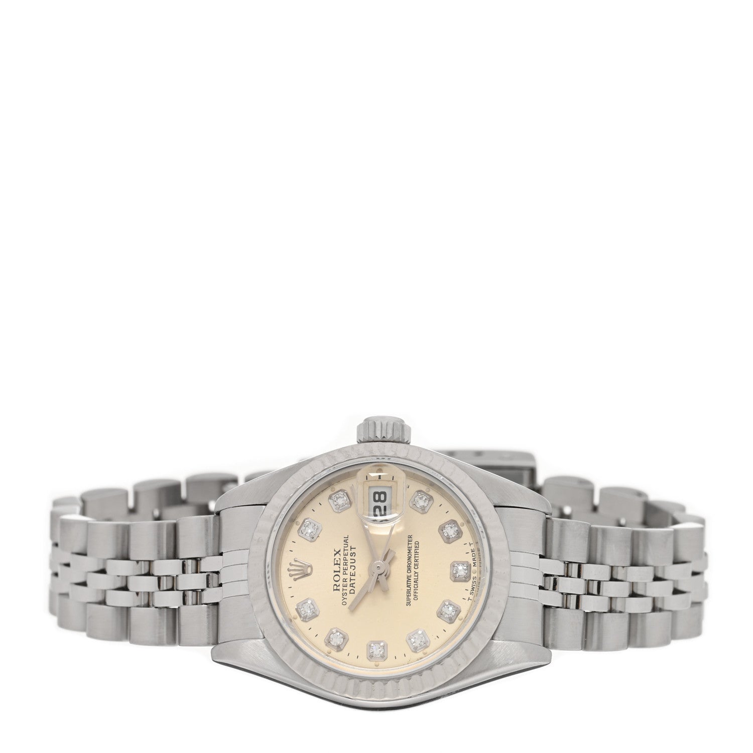 Rolex Stainless Steel 18K White Gold Diamond 26mm Oyster Perpetual Datejust Watch Silver 79174 2 of 4