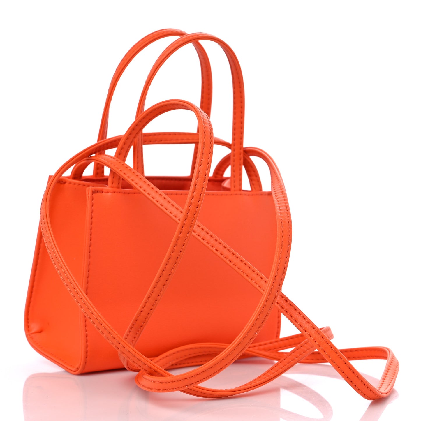 Vegan Leather Small Shopping Bag Orange