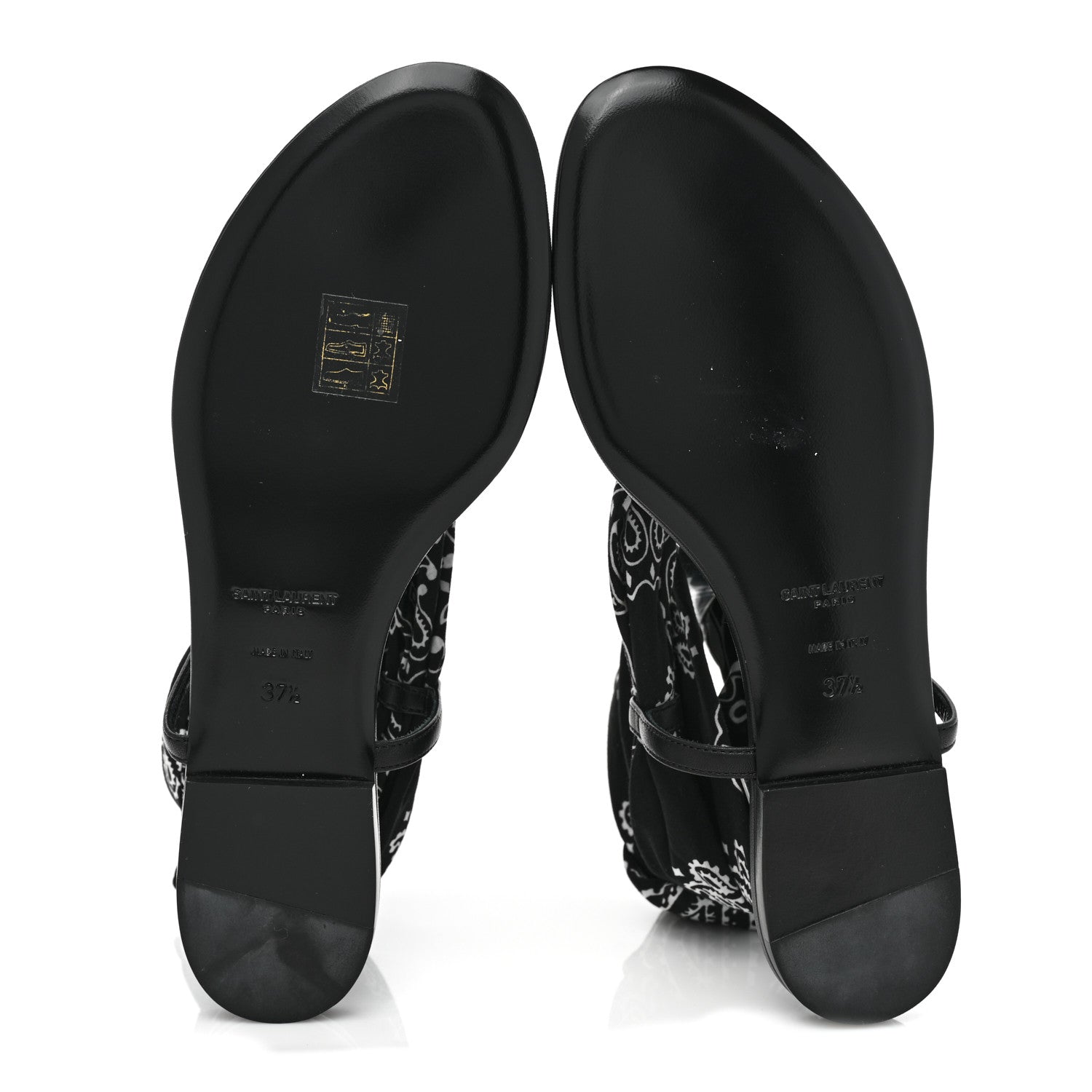 Saint Laurent Printed Tessuto Nappa Vendome Bandana Dallas 05 Foulard Ankle Strap Sandals 37.5 Black 5 of 7