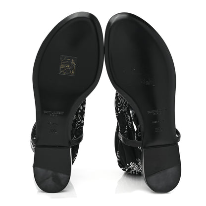 Saint Laurent Printed Tessuto Nappa Vendome Bandana Dallas 05 Foulard Ankle Strap Sandals 37.5 Black 5 of 7