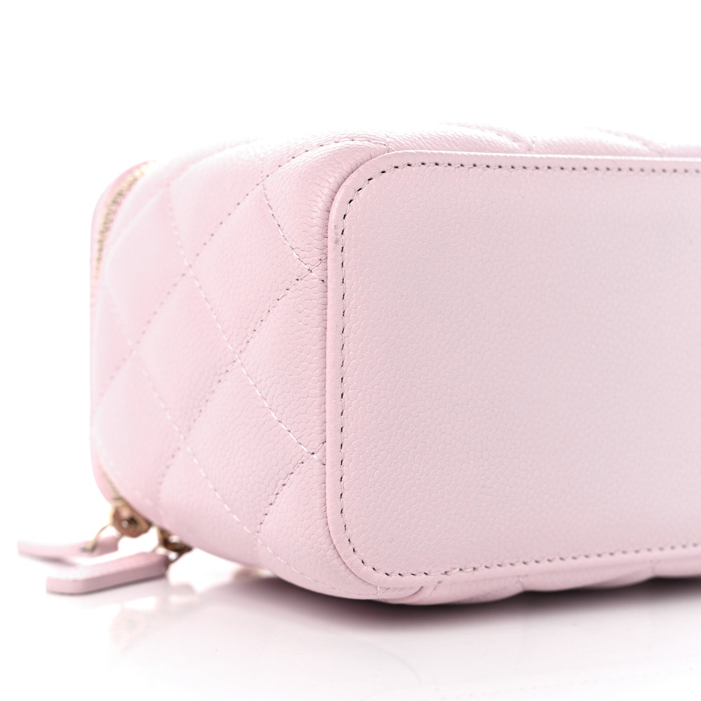 Caviar Quilted Small Tiny CC Vanity Case With Chain Light Pink