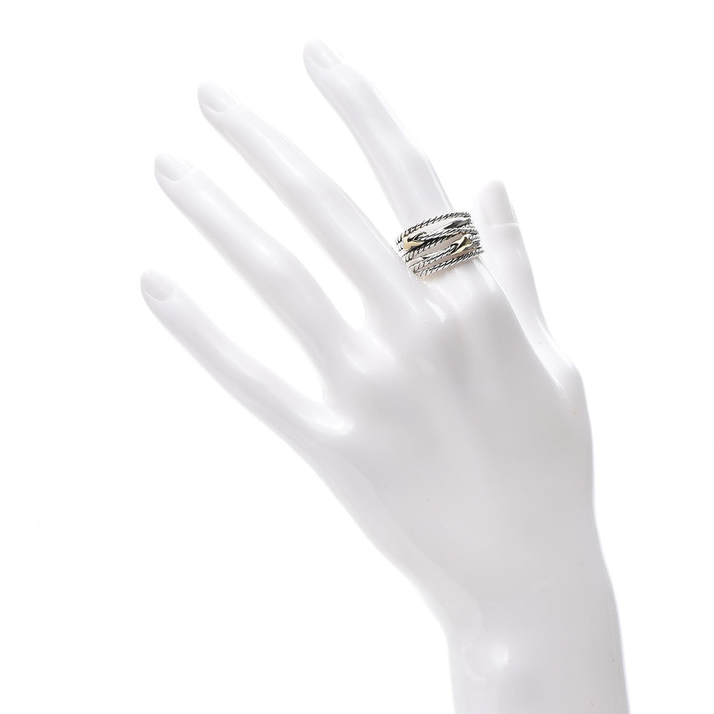 Sterling Silver 18K Yellow Gold Double X Crossover Ring 55 7.25