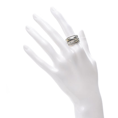 David Yurman Sterling Silver 18K Yellow Gold Double X Crossover Ring 55 7.25 2 of 4