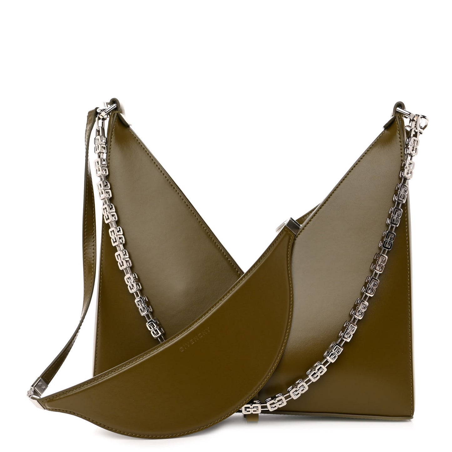 Box Calfskin Small Cut Out Shoulder Bag Green