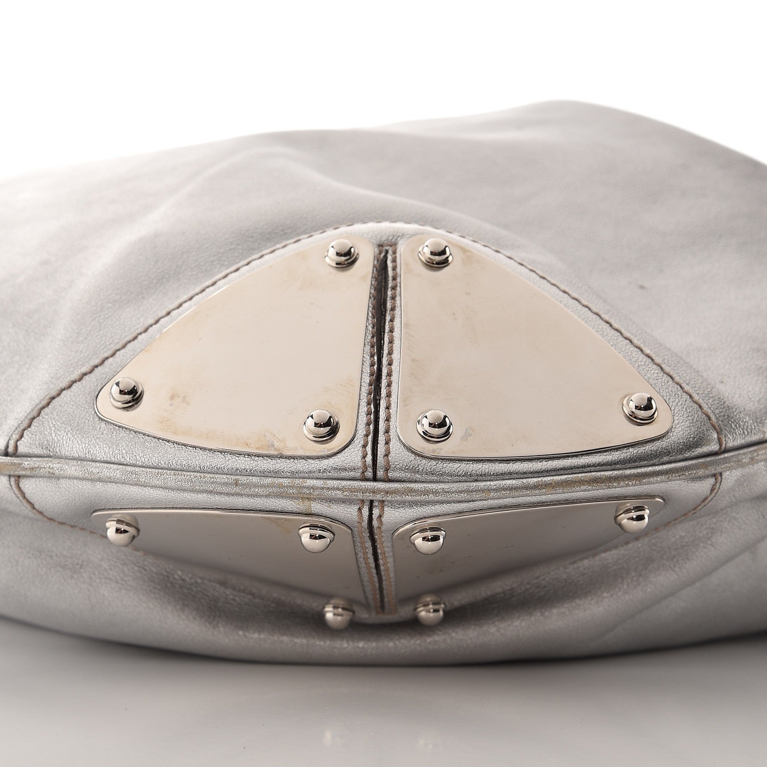 Gucci Metallic Calfskin Large Indy Top Handle Hobo Silver 15 of 21
