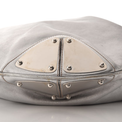 Gucci Metallic Calfskin Large Indy Top Handle Hobo Silver 15 of 21