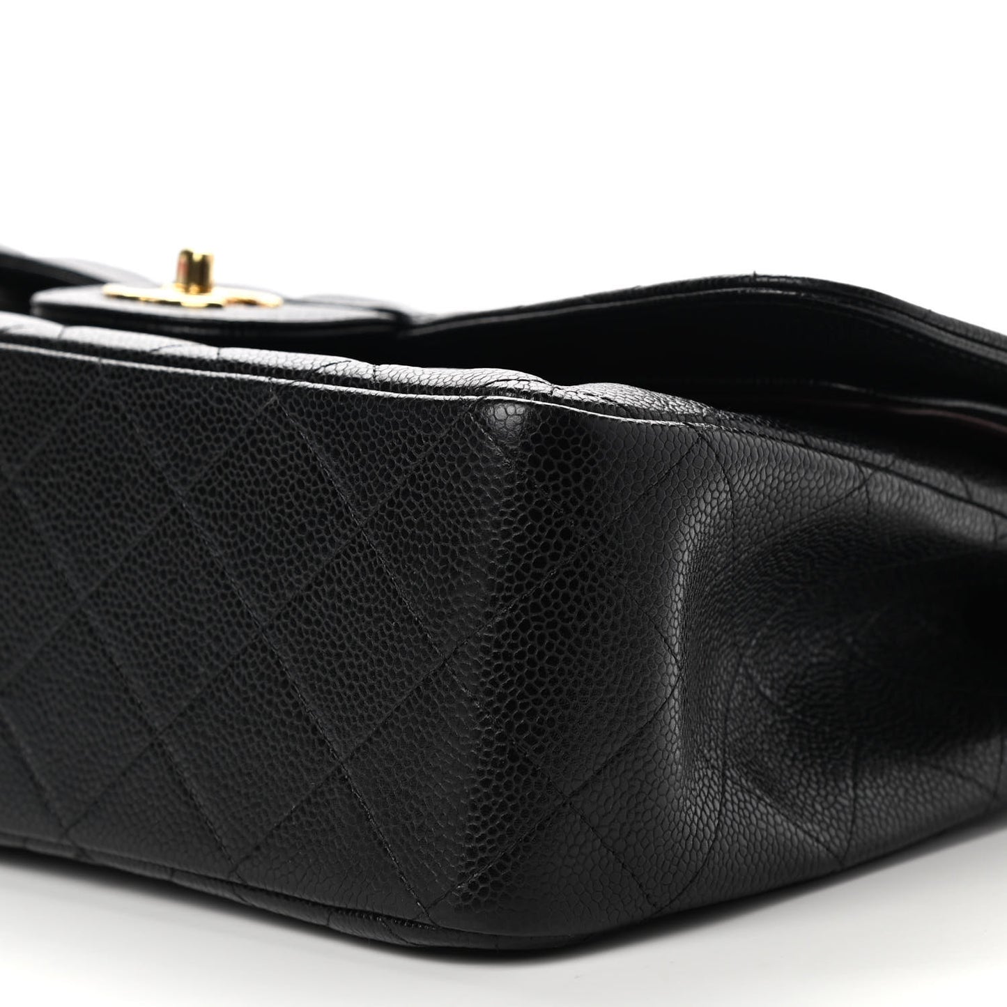 Caviar Quilted Jumbo Double Flap Black