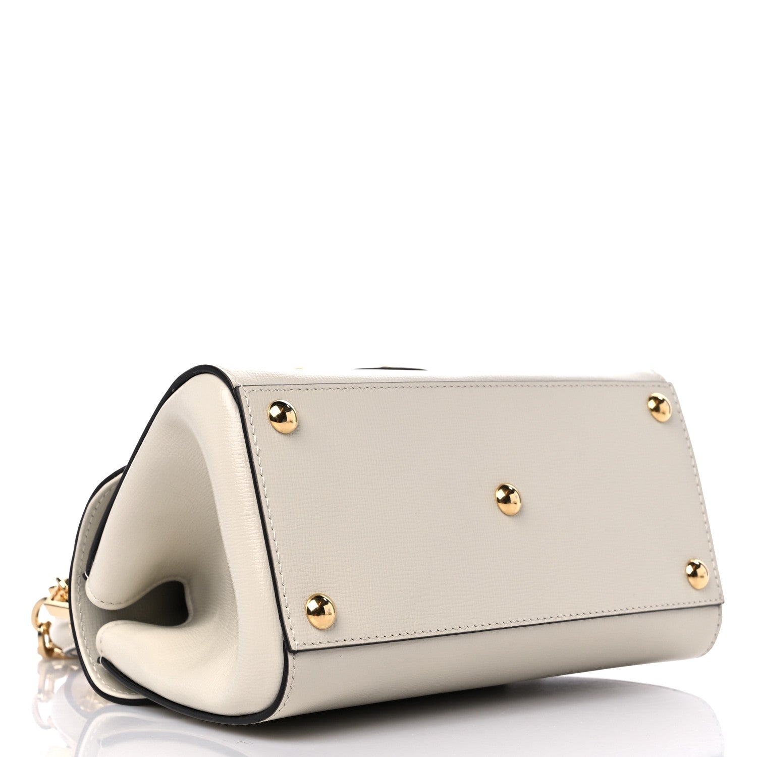 Gucci Glazed Textured Calfskin Mini Horsebit 1955 Top Handle Flap Bag Mystic White 3 of 7