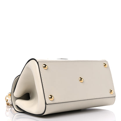 Gucci Glazed Textured Calfskin Mini Horsebit 1955 Top Handle Flap Bag Mystic White 3 of 7