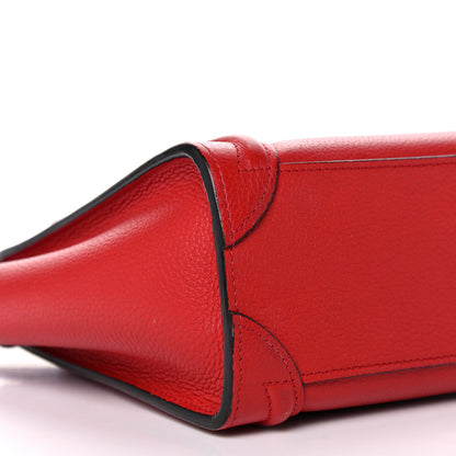 Celine Drummed Calfskin Nano Luggage Red 8 of 27
