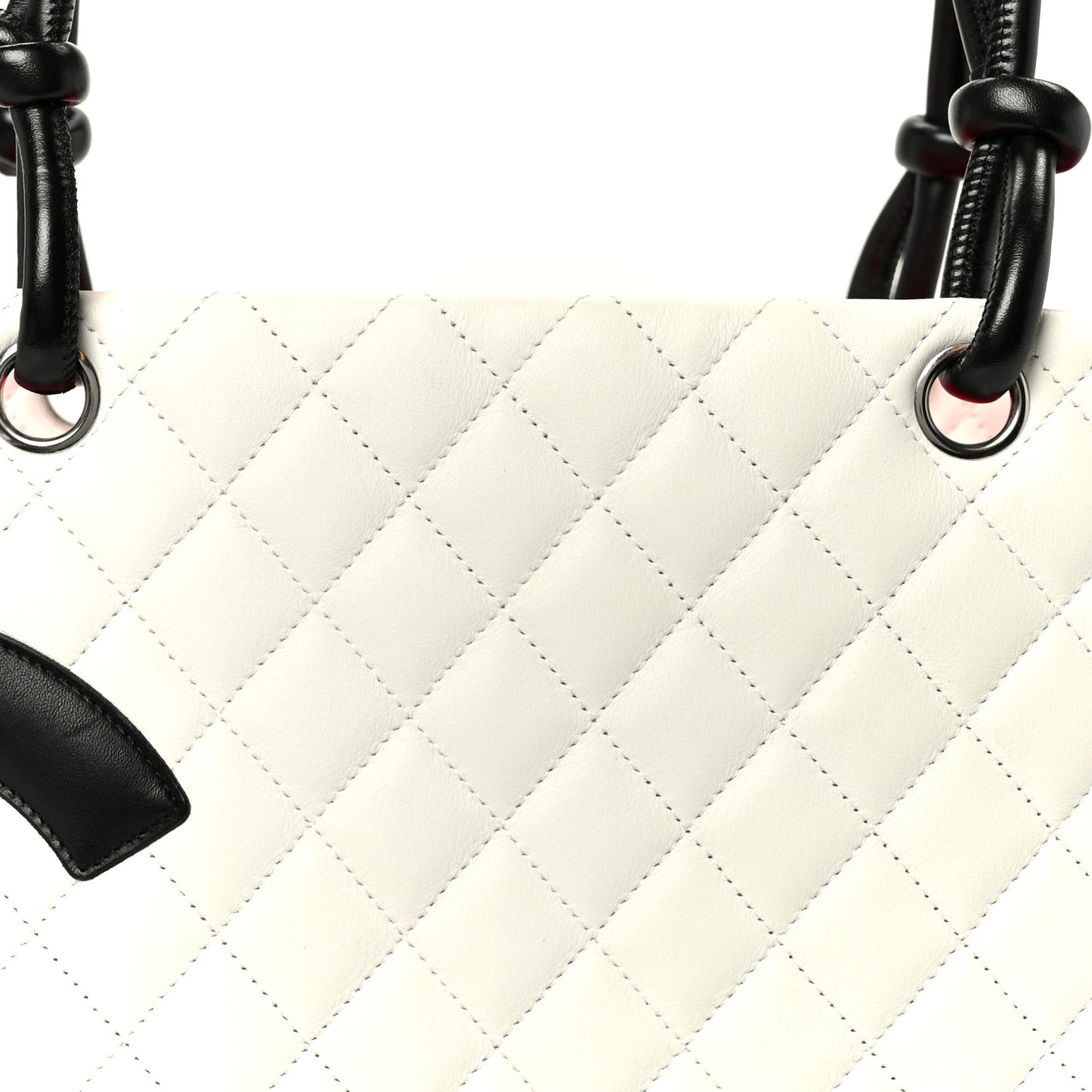 Calfskin Quilted Large Cambon Tote White Black