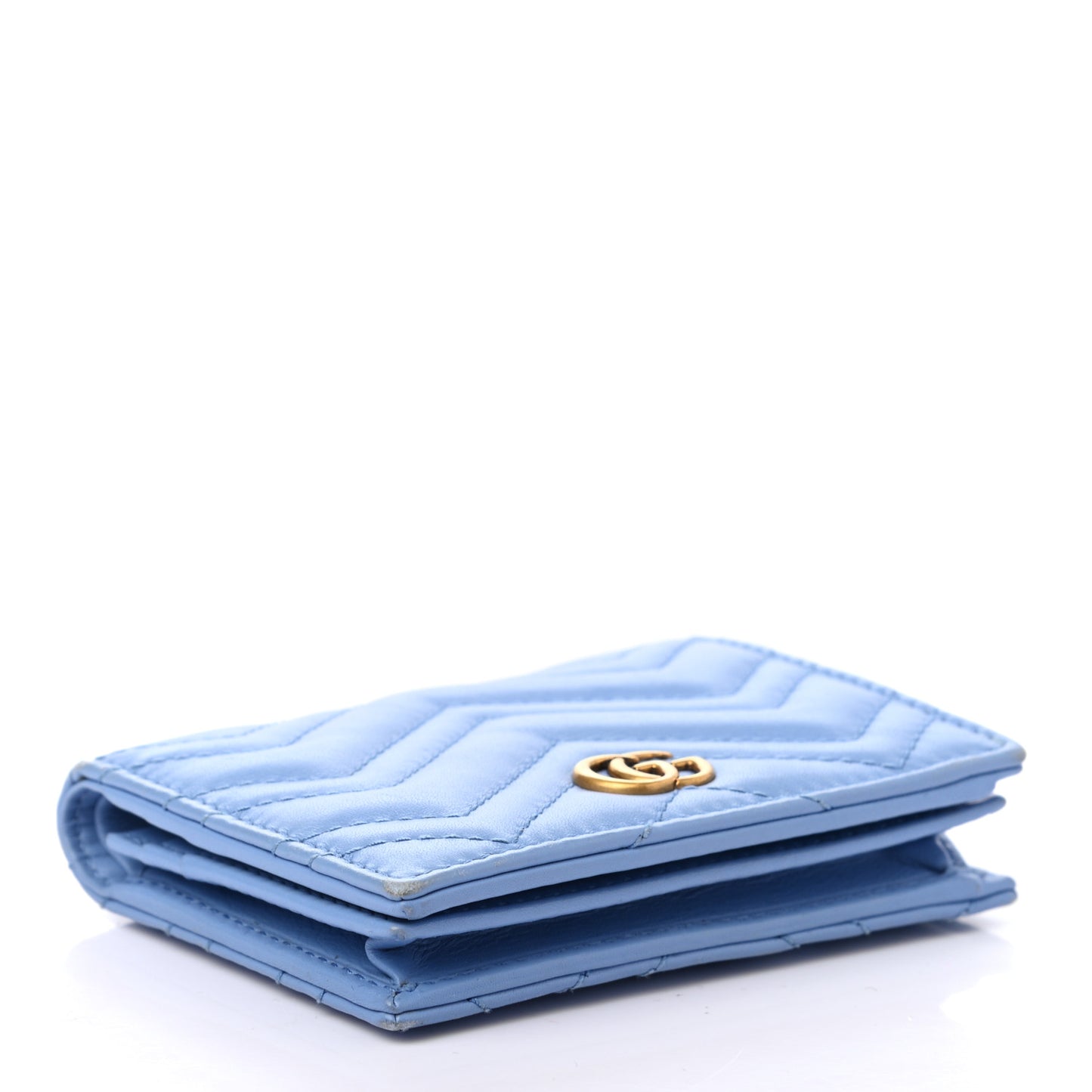 Calfskin Matelasse GG Marmont Card Case Clear Sky Blue