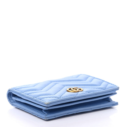 Gucci Calfskin Matelasse GG Marmont Card Case Clear Sky Blue 4 of 11