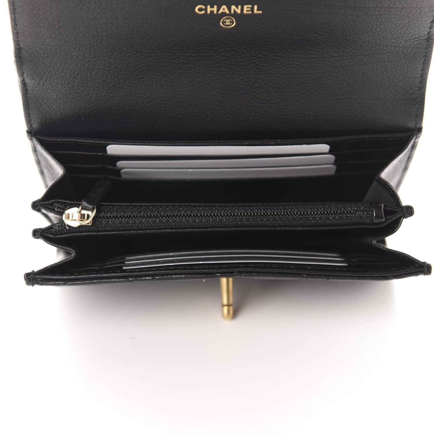 Chanel Calfskin Quilted Pearl CC Medium Flap Wallet Black 5 of 9