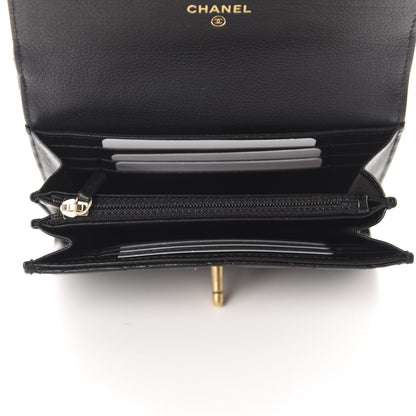 Chanel Calfskin Quilted Pearl CC Medium Flap Wallet Black 5 of 9