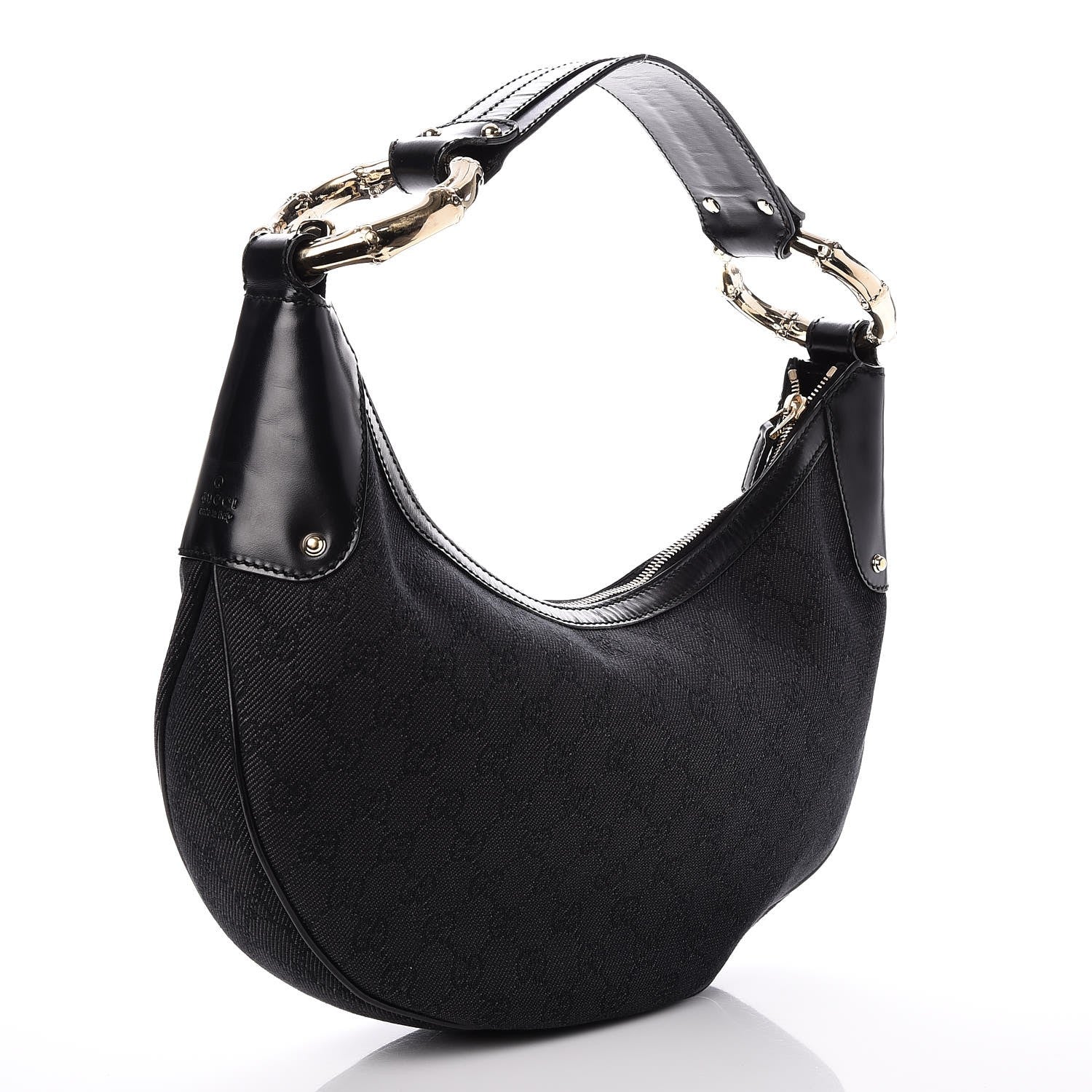 Gucci Monogram Bamboo Ring Hobo Black 3 of 7