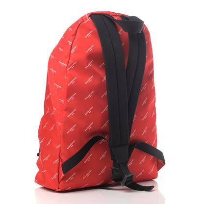 Balenciaga Twill Nylon Allover Logo Print Explorer Backpack Rouge Vermillion White 2 of 8