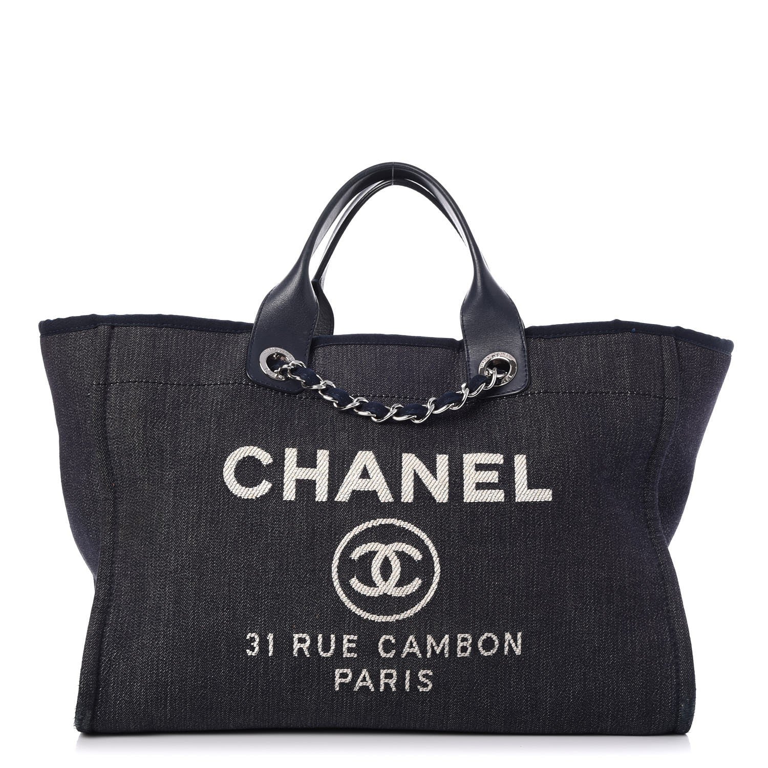 Chanel Denim Large Deauville Tote Dark Blue 1 of 10