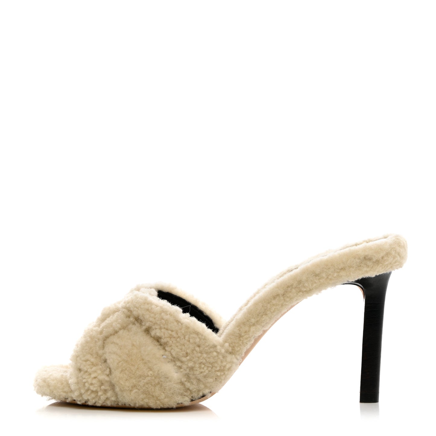 Shearling Tribute Mule Sandals 37 Naturale