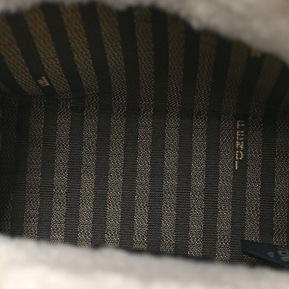 Fendi Shearling Vitello King Plexiglass Logo Mini Fendi Sunshine Shopper Tote White 5 of 10