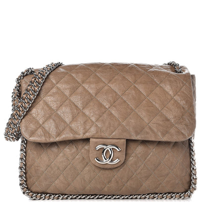 Chanel Washed Lambskin Quilted Maxi Chain Around Flap Taupe 1 of 7