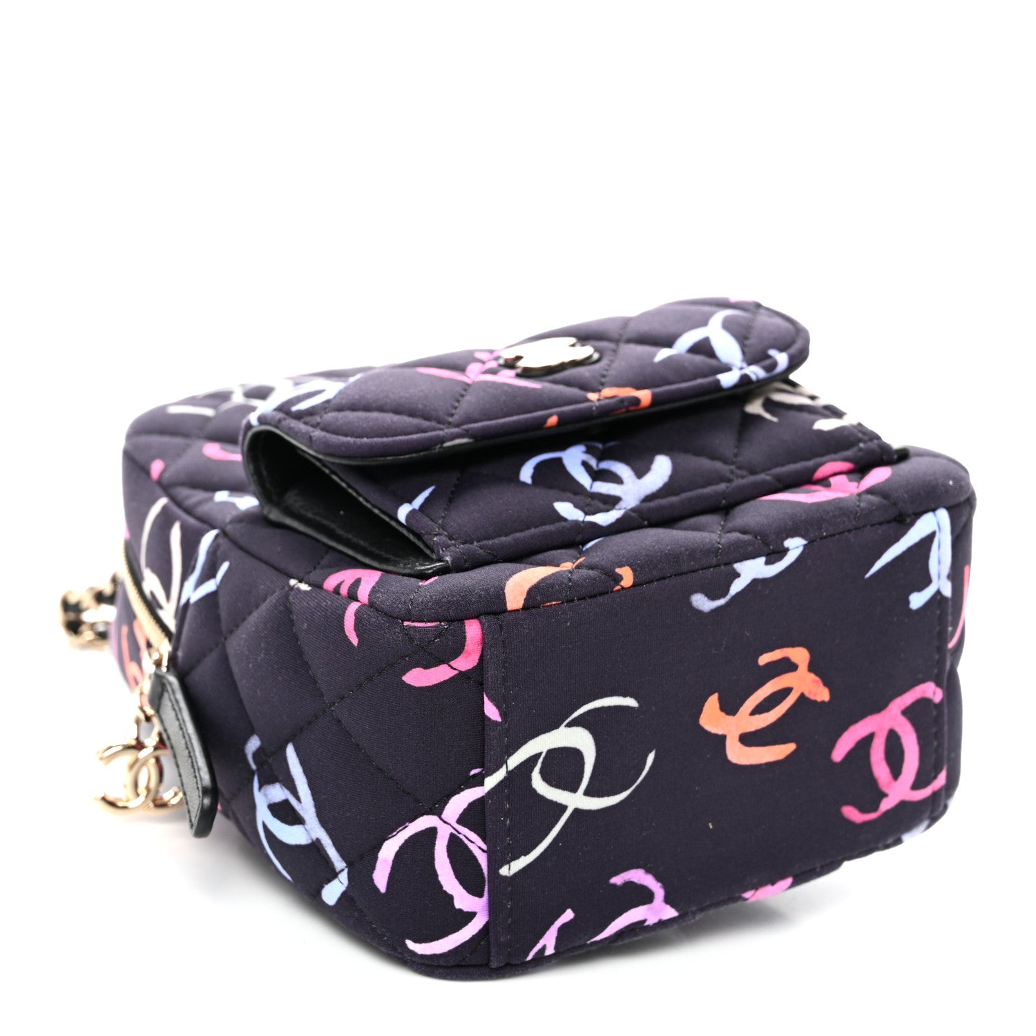 Chanel Printed Fabric Quilted CC Mini Classic Backpack Black