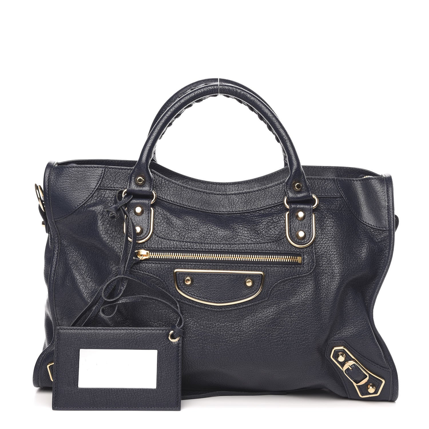 Balenciaga Chevre Gold Metallic Edge Hardware City Bleu Nuit Dark Sea 1 of 12