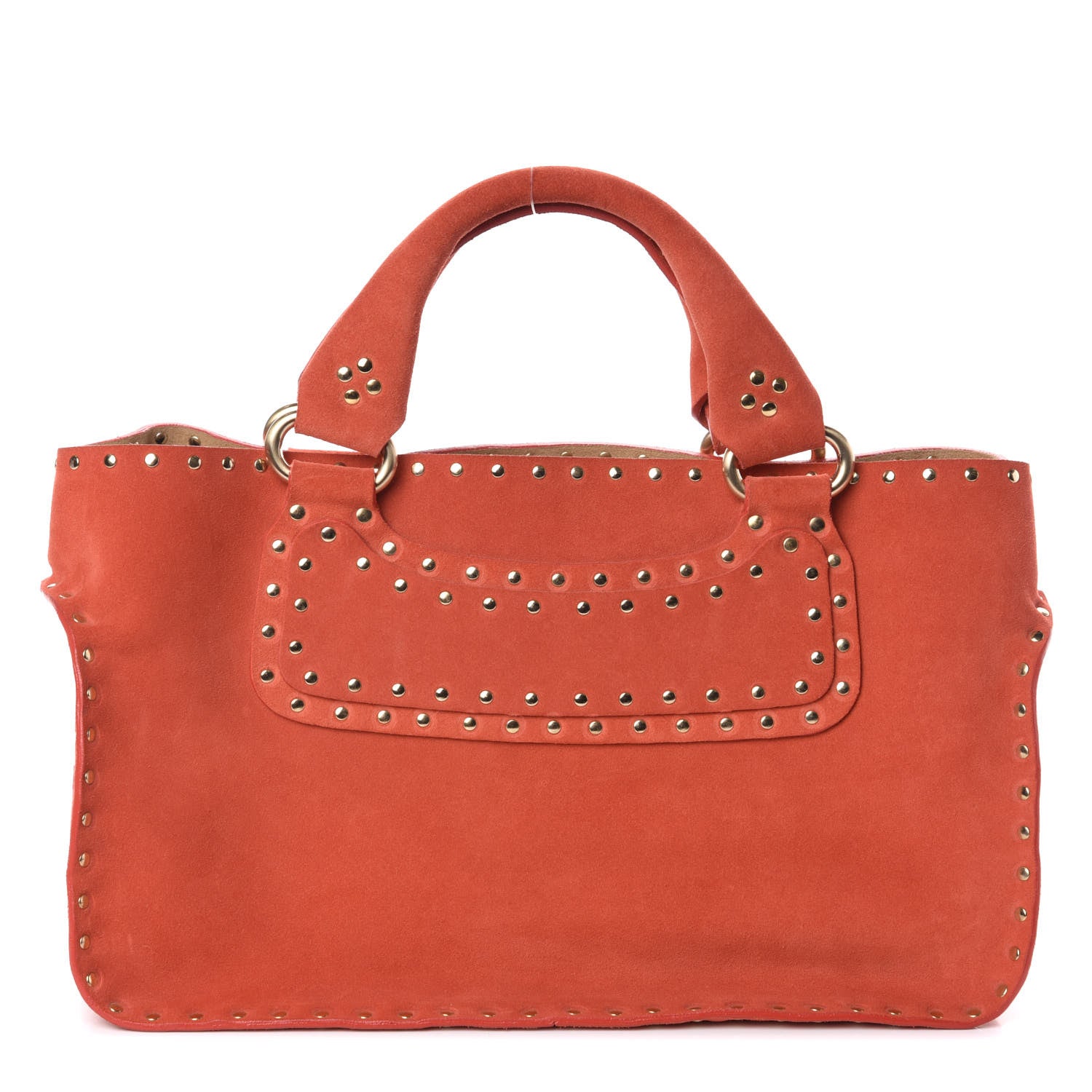 Celine Suede Studded Boogie Satchel Red 1 of 9