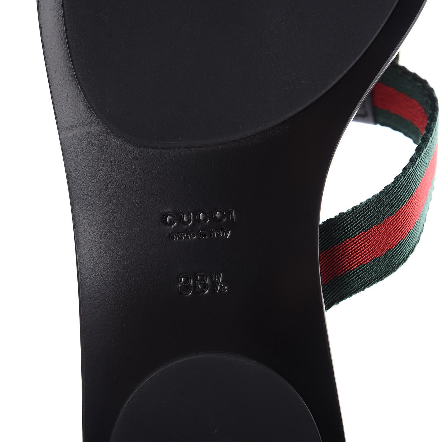 Nylon Guccissima Web Womens Thong Sandals 38.5 Green Red Black