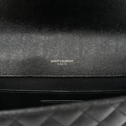 Saint Laurent Grain De Poudre Textured Mixed Matelasse Triquilt Medium Monogram Satchel Black 6 of 11