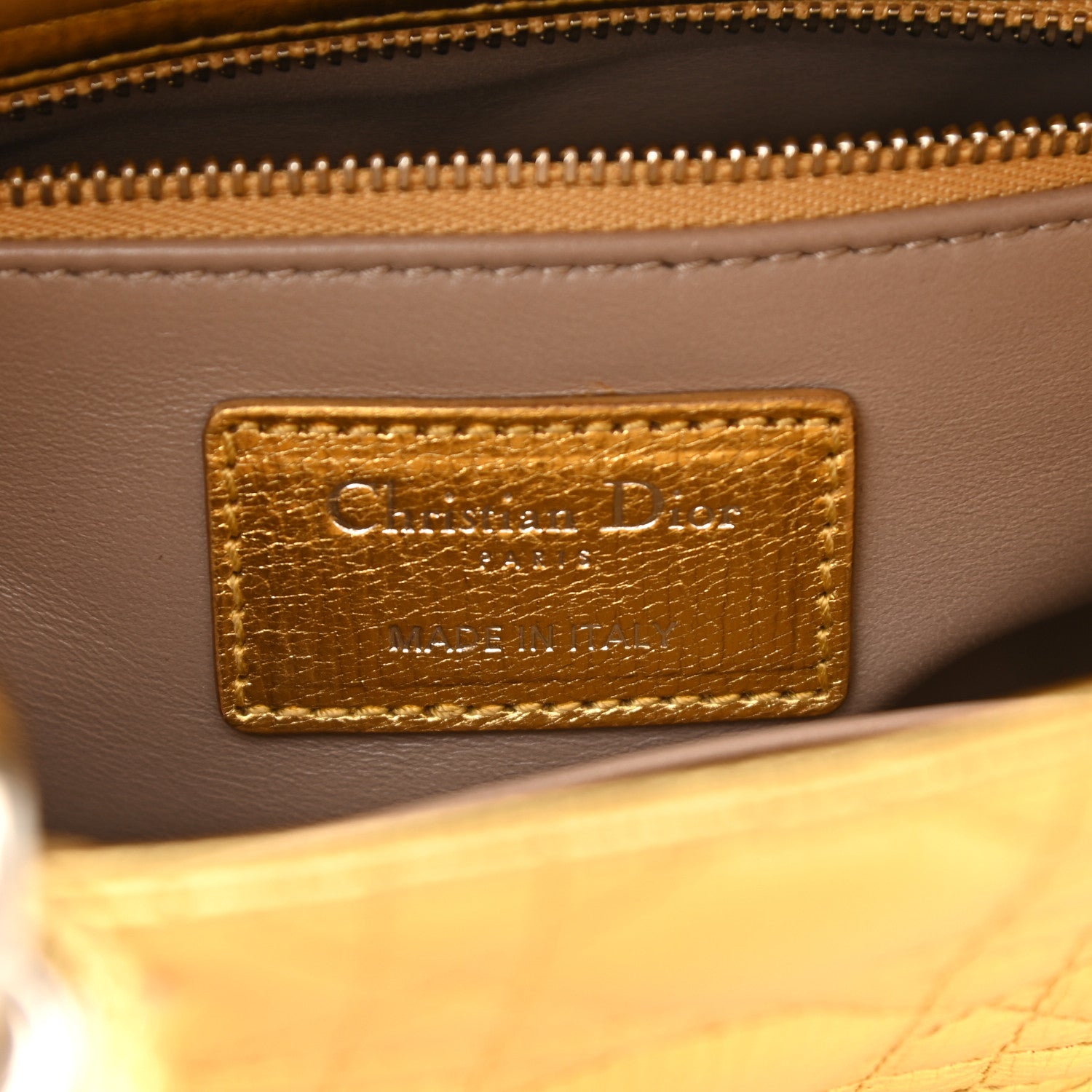 Christian Dior Metallic Grained Calfskin Cannage Small Lucky Badges My Lady Dior Gold 6 of 13