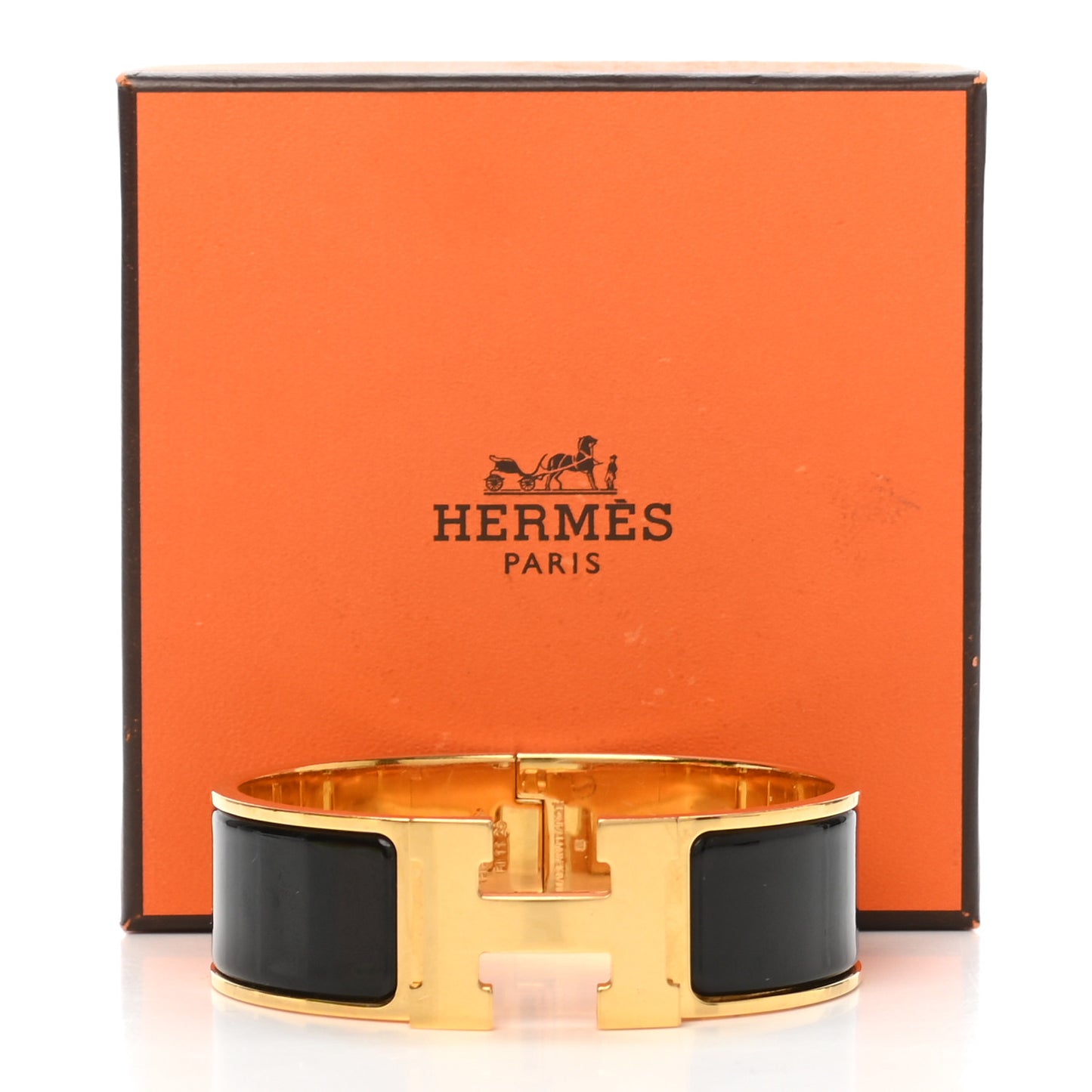 Enamel Wide Clic Clac H Bracelet GM Black