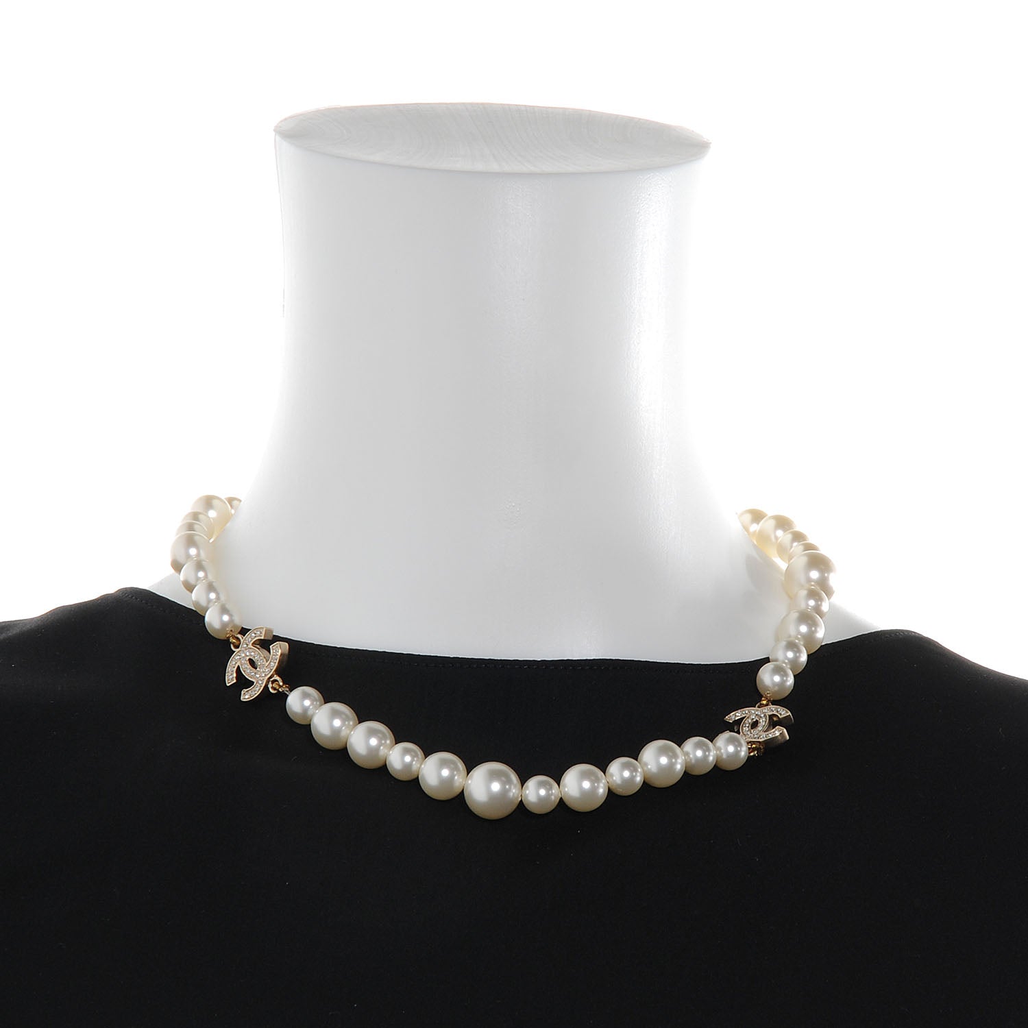 Chanel Pearl Crystal CC Short Necklace 2 of 5