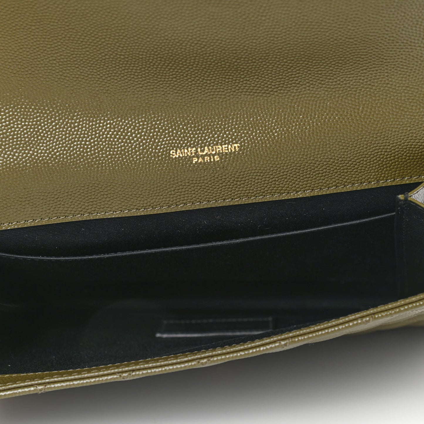 Grain De Poudre Textured Mixed Matelasse Triquilt Monogram Clutch Vert Kaki