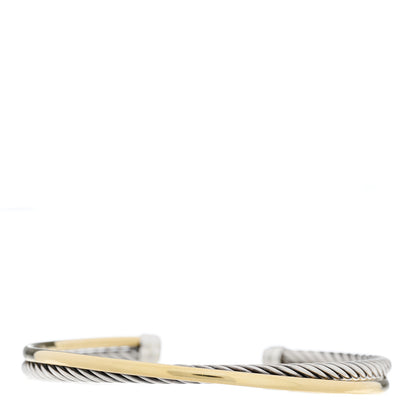 David Yurman Sterling Silver 18K Yellow Gold 3mm Crossover Cuff Bracelet 1 of 3