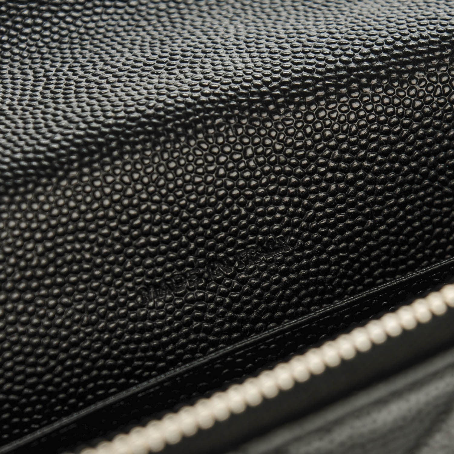 Saint Laurent Grain De Poudre Matelasse Chevron Monogram Envelope Chain Wallet Black 7 of 7