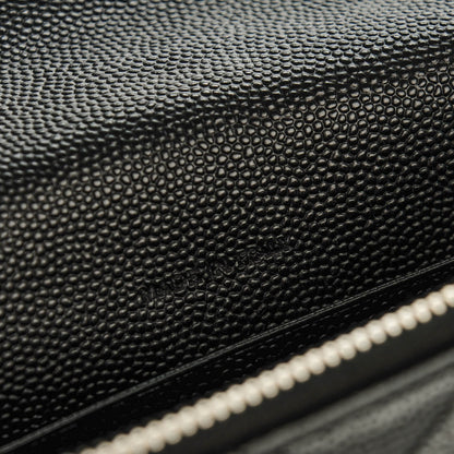 Saint Laurent Grain De Poudre Matelasse Chevron Monogram Envelope Chain Wallet Black 7 of 7