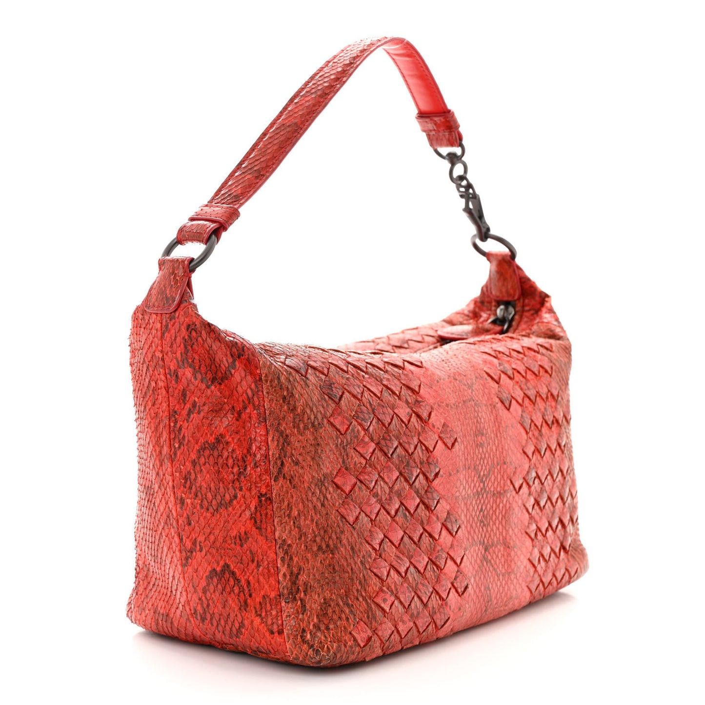 Snakeskin Intrecciato Small Shoulder Bag Red Multicolor