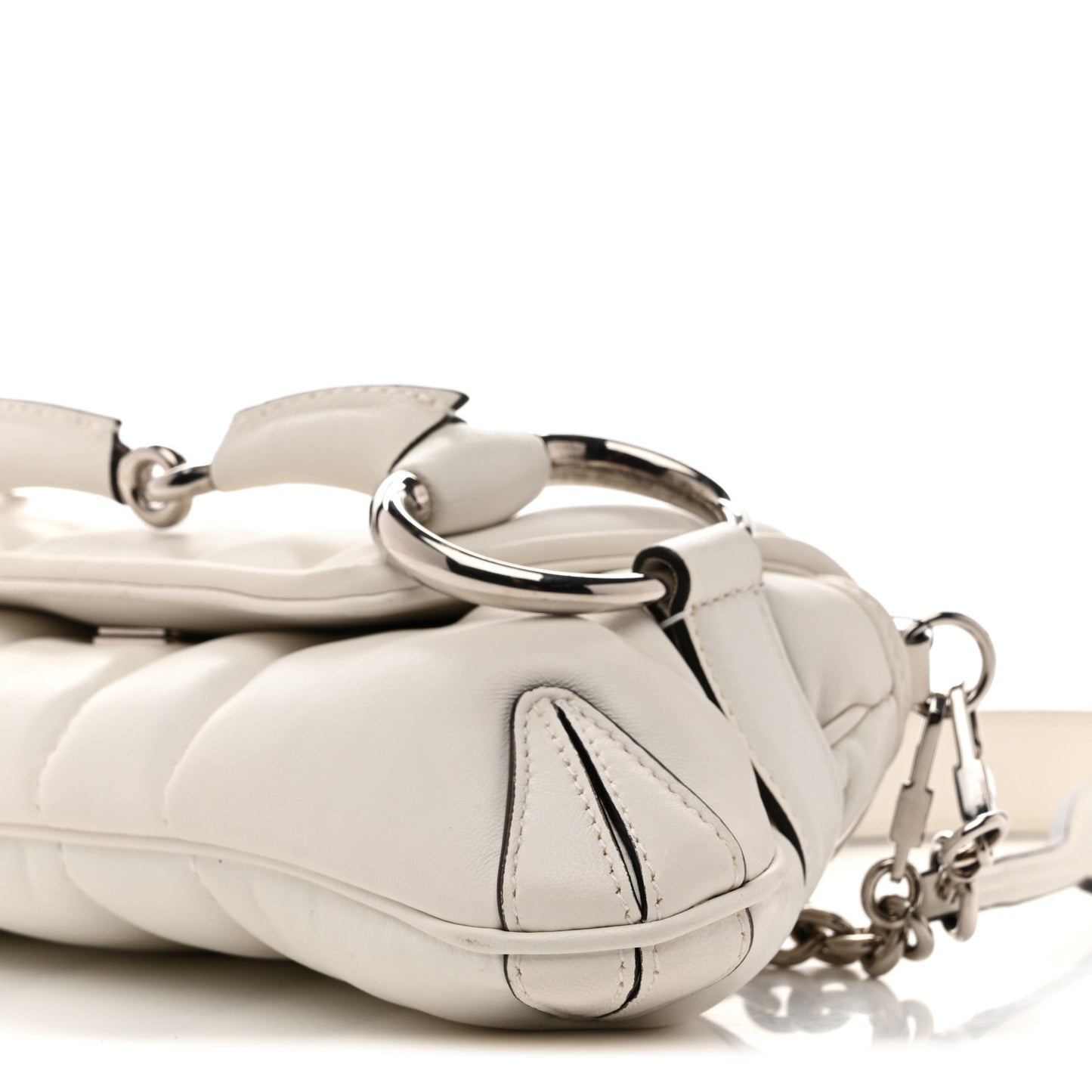 Nappa Vertical Matelasse Small Maxi Horsebit Chain Shoulder Bag Great White