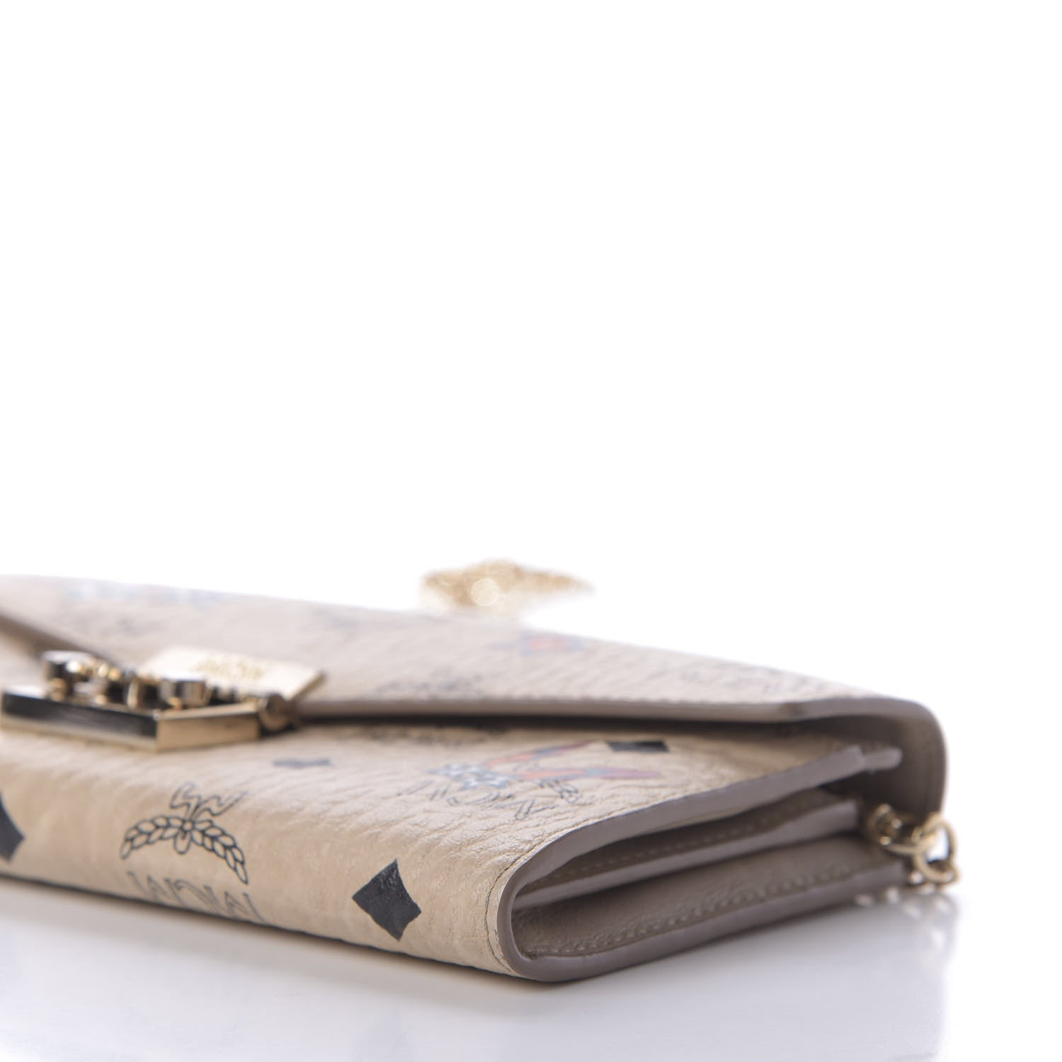 MCM Visetos Star Eyed Bunny Large Patricia Wallet On Chain Beige 7 of 9