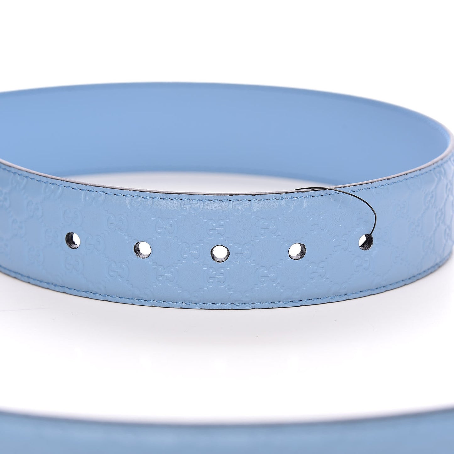 Soft Microguccissima Margaux Calfskin Belt 105 42 Mineral Blue