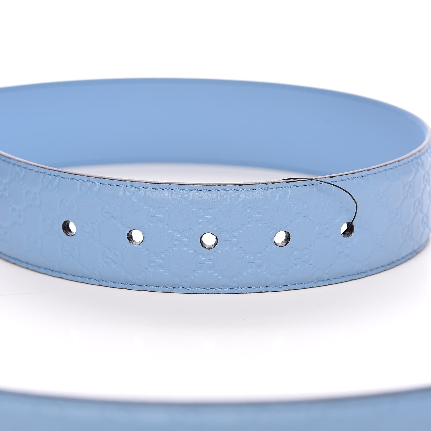 Gucci Soft Microguccissima Margaux Calfskin Belt 105 42 Mineral Blue 5 of 6