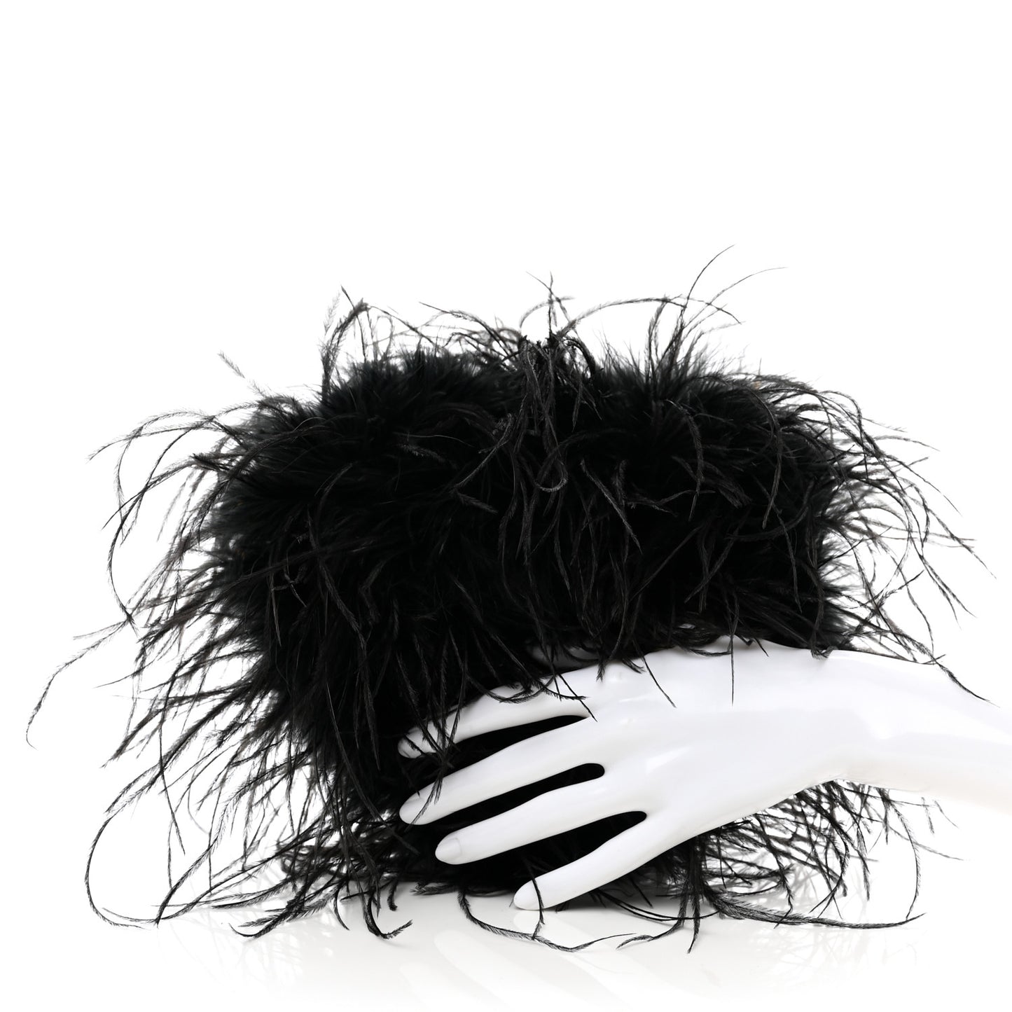 Ostrich Feather Heart Pillow Clutch Black