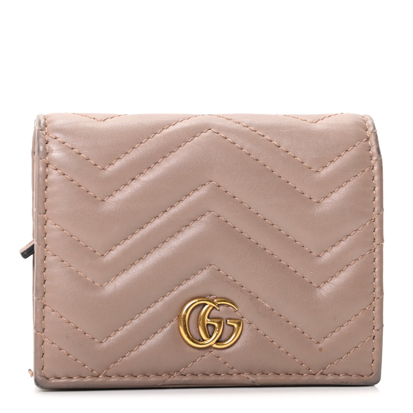 Calfskin Matelasse GG Marmont Card Case Wallet Porcelain Rose