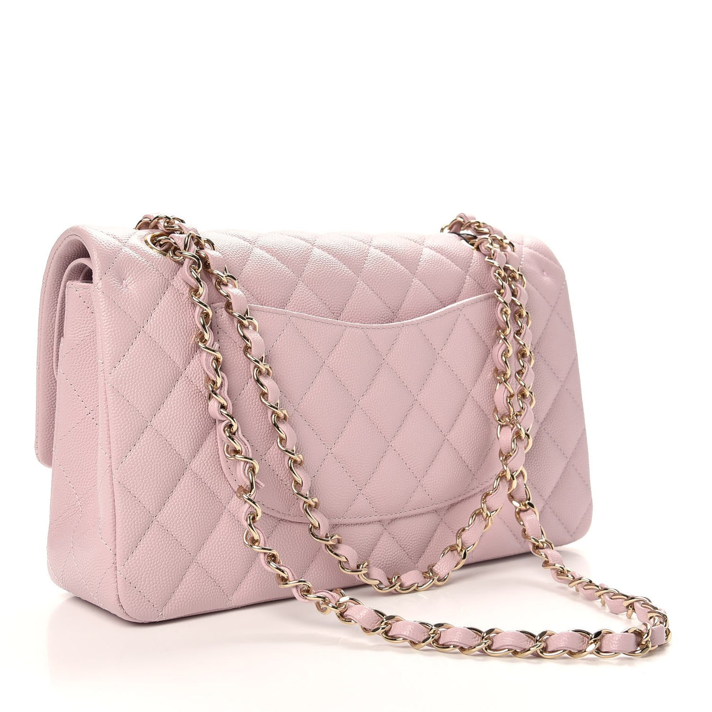 Caviar Quilted Medium Double Flap Light Pink